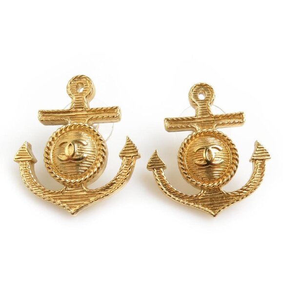 CHANEL Gold Coco Mark Earrings - Picture 1 of 5